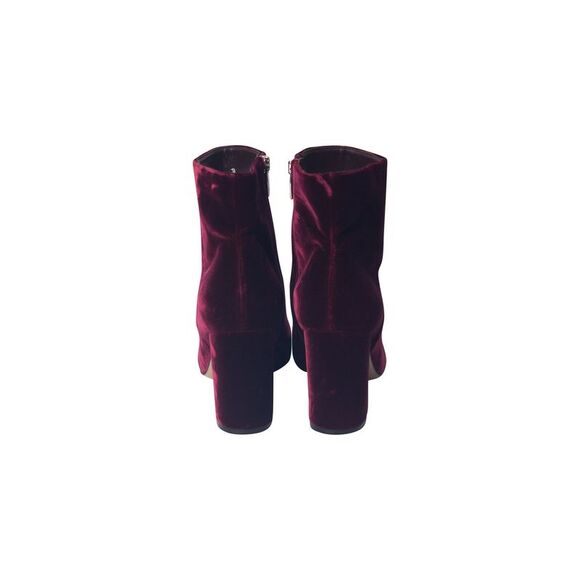 Gianvito Rossi Rolling 85 Ankle Boots in Burgundy Velvet - Picture 3 of 7